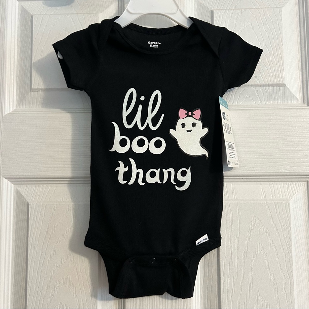 Lil Boo Thang - Halloween Baby Onesie w/ Ghost & Pink Bow